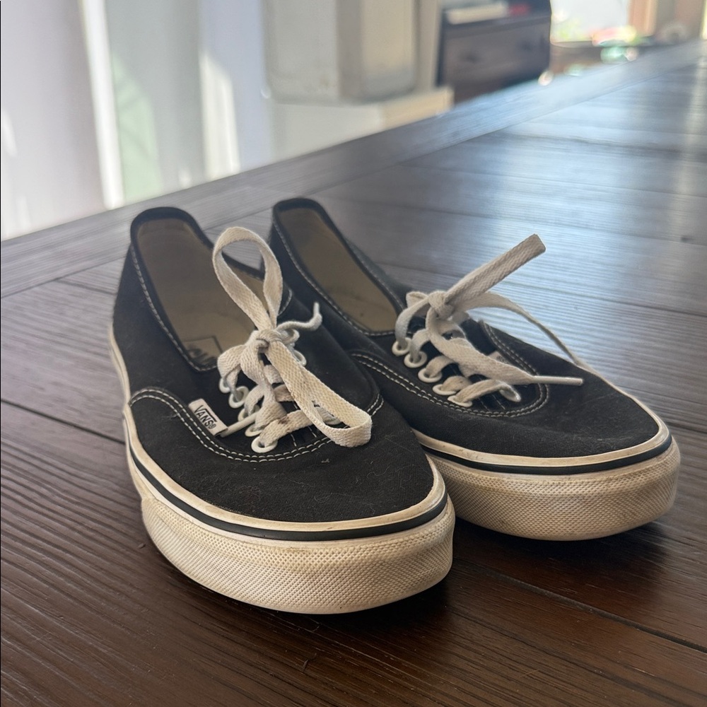 Vans Black Canvas Sneakers with White Details